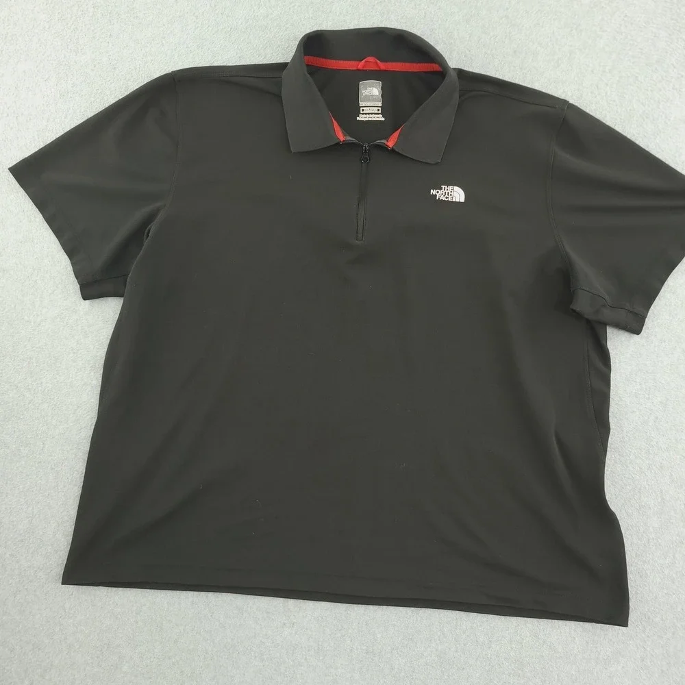 The North Face Polo Shirt Mens 2XL Short Black 1/4 Zip Performance Stretch